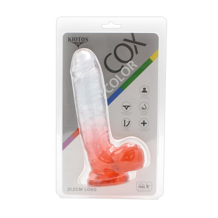 Kiotos Cox Color - Gekleurde Dildo 09 - 21,5 x 4,3 cm - Transparant/Rood-Laced-up.nl