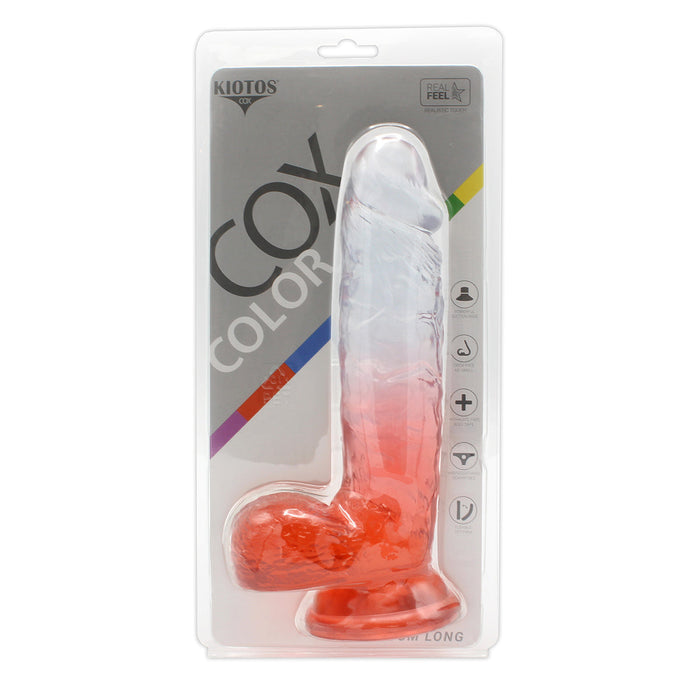 Kiotos Cox Color - Gekleurde Dildo 10 - 25 x 5,5 cm - Transparant/Rood-Laced-up.nl