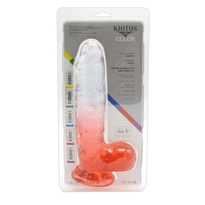 Kiotos Cox Color - Gekleurde Dildo 10 - 25 x 5,5 cm - Transparant/Rood-Laced-up.nl