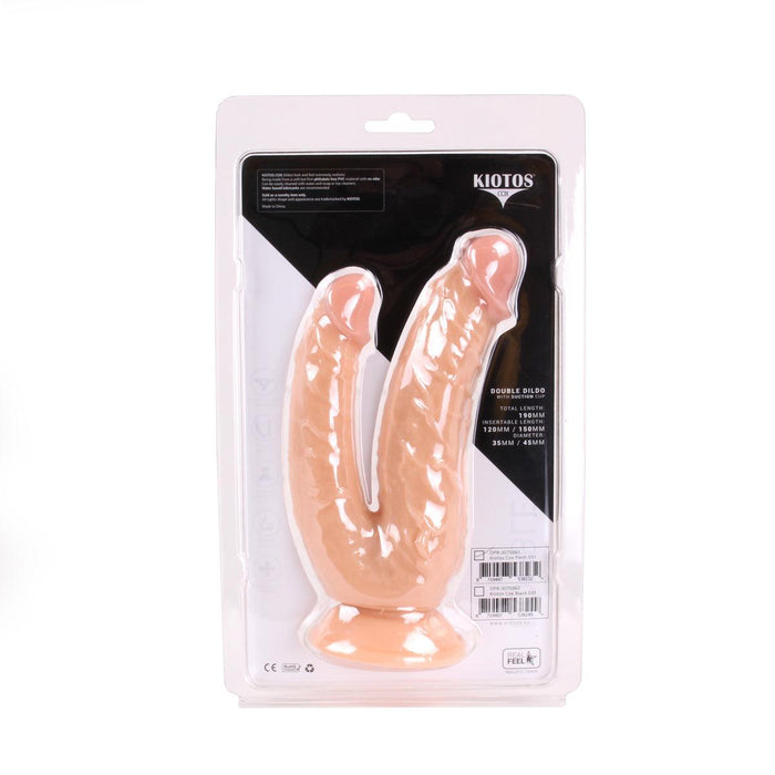 Kiotos Cox - Dildo Voor Dubbele Penetratie - 21 x 3.5/4.5 cm - Lichte Huidskleur-Laced-up.nl