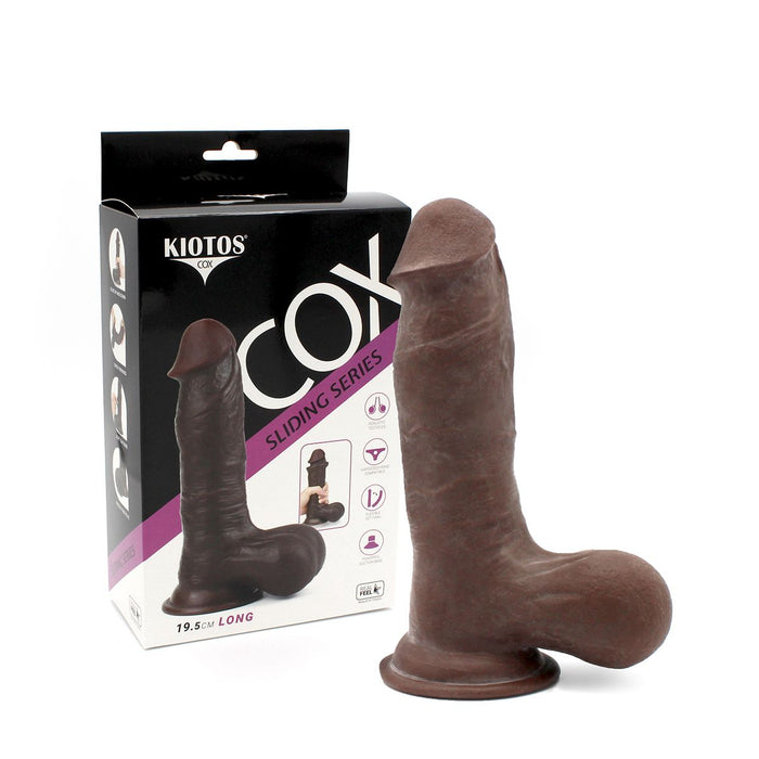 Kiotos Cox - Dildo Met Glijdende Huid 19.5 x 4.5 cm - Bruin-Laced-up.nl