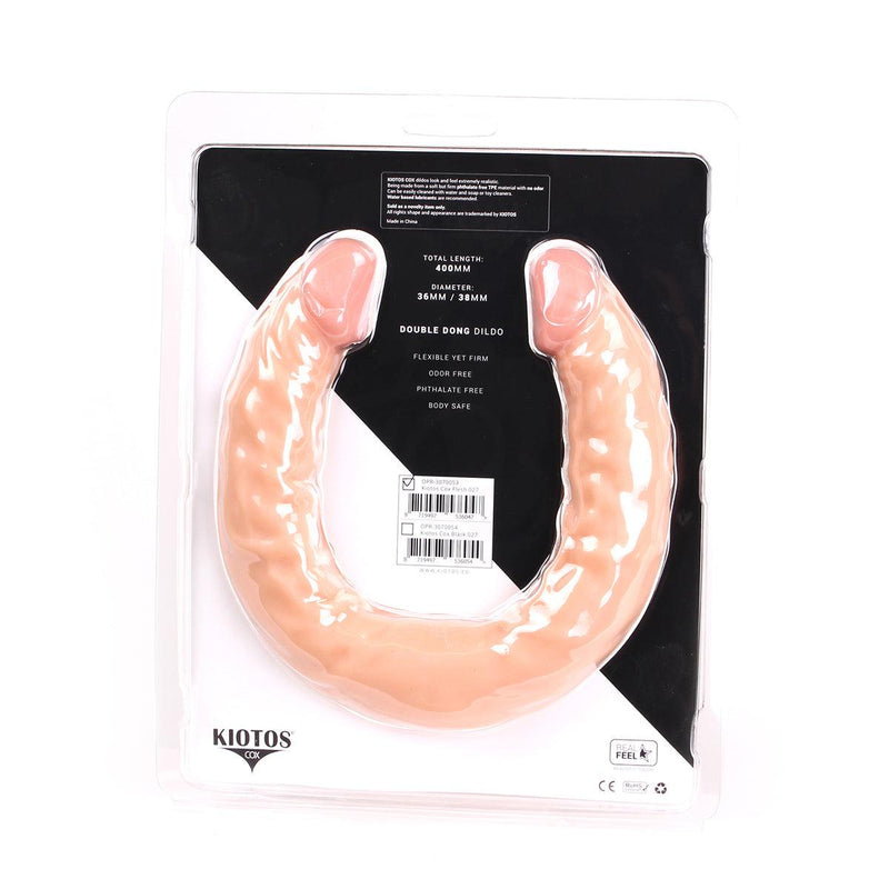 Kiotos Cox - Dubbele Dildo - 40 x 3,6/3,8 cm - Lichte Huidskleur-Laced-up.nl
