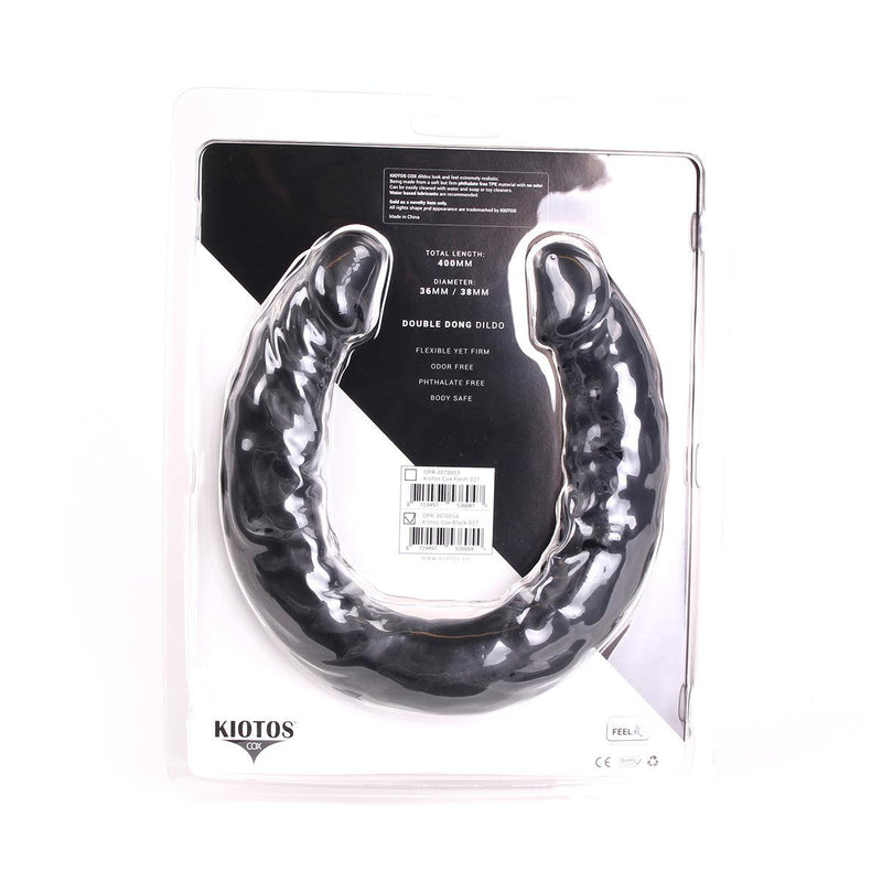 Kiotos Cox - Dubbele Dildo - 40 x 3.6/3.8 cm - Zwart-Laced-up.nl