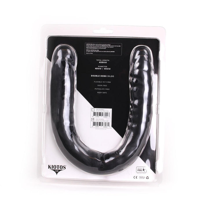 Kiotos Cox - Dubbele Dildo - 45 x 4,5/4,8 cm - Zwart-Laced-up.nl