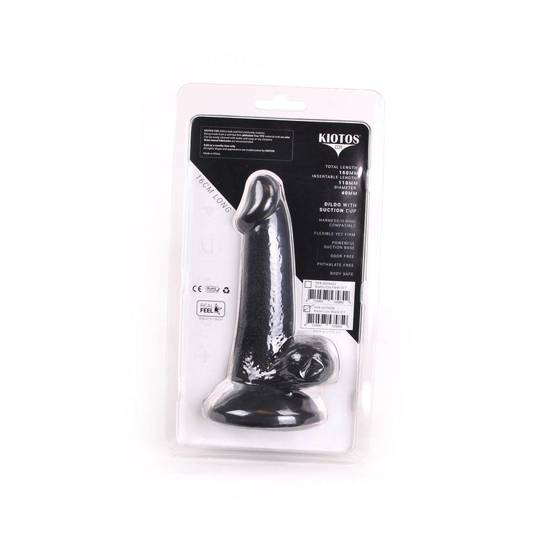 Kiotos Cox - Rechte Dildo Met Balzak 16 x 4 cm - Zwart-Laced-up.nl