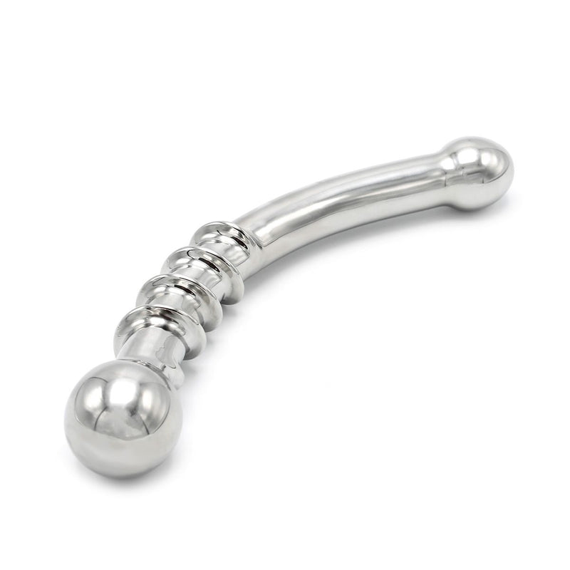 Kiotos - Curve Steel Dildo Twisted - Dildo met Ribbels - RVS-Erotiekvoordeel.nl