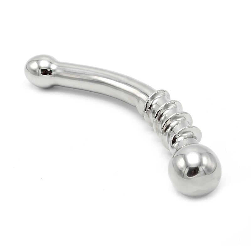 Kiotos - Curve Steel Dildo Twisted - Dildo met Ribbels - RVS-Erotiekvoordeel.nl