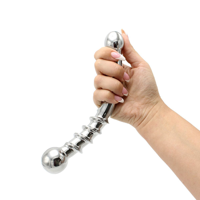 Kiotos - Curve Steel Dildo Twisted - Dildo met Ribbels - RVS-Erotiekvoordeel.nl