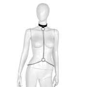 Kiotos Deluxe - Collar - Zwart Leren Halsband met Zilveren Kettingen - Verstelbaar-Laced-up.nl