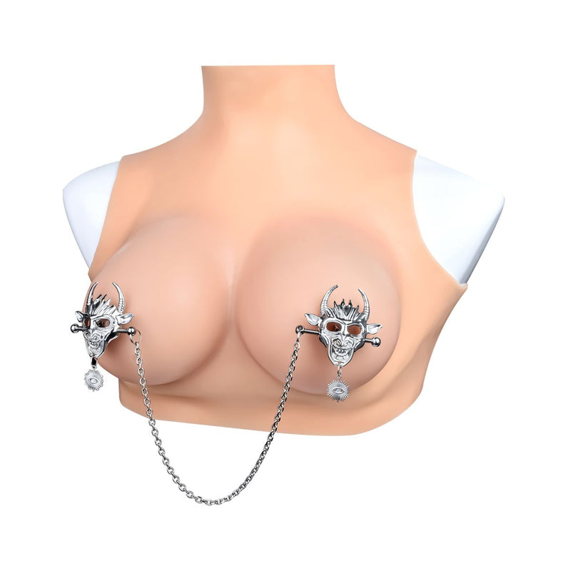 Kiotos - Demonic Mask with Pendant - Nipple Clamps with Chain - Laced-up.nl