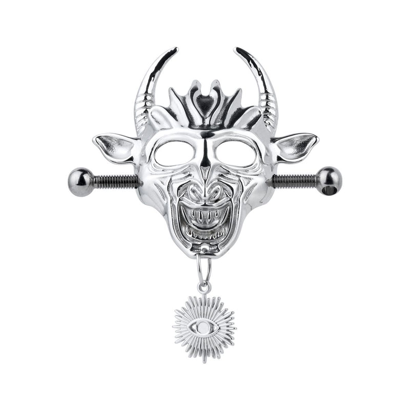 Kiotos - Demonic Mask with Pendant - Nipple Clamps with Chain - Laced-up.nl