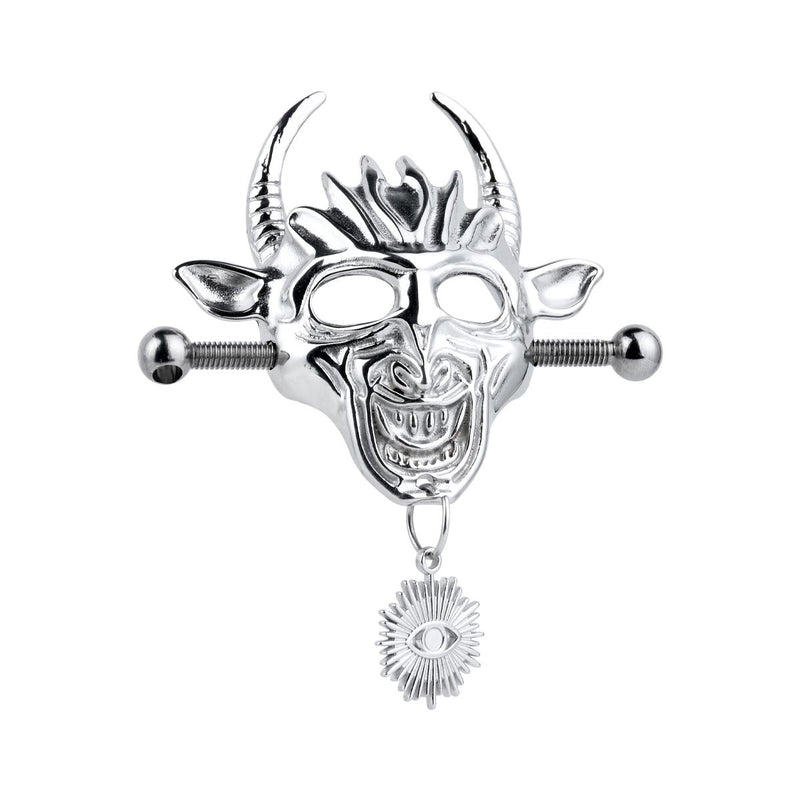 Kiotos - Demonic Mask with Pendant - Nipple Clamps with Chain - Laced-up.nl