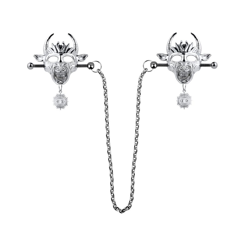 Kiotos - Demonic Mask with Pendant - Nipple Clamps with Chain - Laced-up.nl