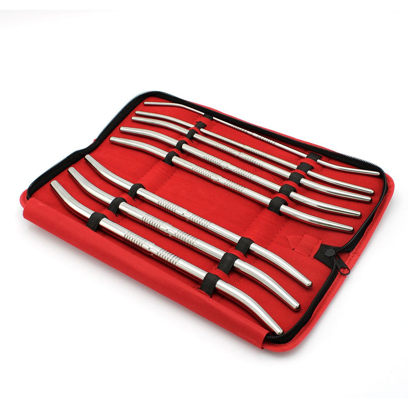 Kiotos - Double End Dilator Set met Curve - RVS - 8 stuks-Erotiekvoordeel.nl