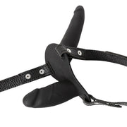 Kiotos - Strap-on met Dubbele Dildo - Siliconen - Zwart-Erotiekvoordeel.nl