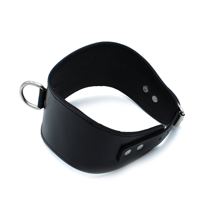 Kiotos - Contoured Black Leather Posture Collar with D-Ring - Laced-up.nl
