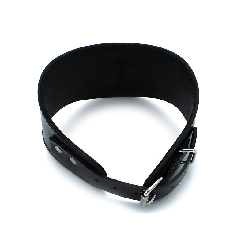 Kiotos - Contoured Black Leather Posture Collar with D-Ring - Laced-up.nl