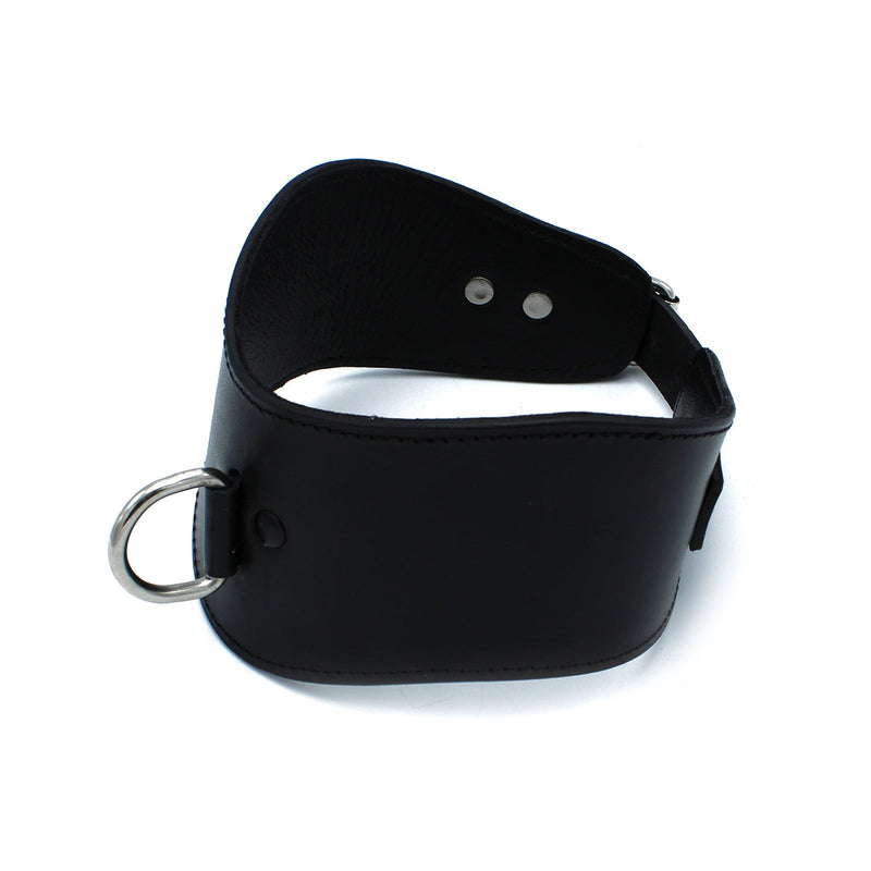 Kiotos - Contoured Black Leather Posture Collar with D-Ring - Laced-up.nl