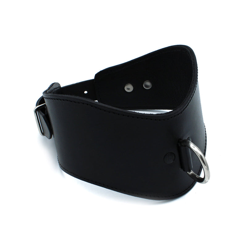Kiotos - Contoured Black Leather Posture Collar with D-Ring - Laced-up.nl