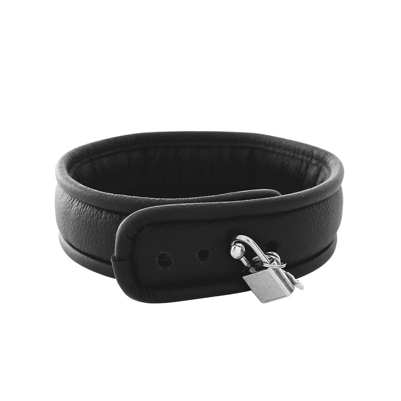 Kiotos - Padded Leather Collar with Small O-ring - Black - Laced-up.nl