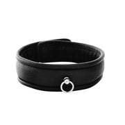 Kiotos - Padded Leather Collar with Small O-ring - Black - Laced-up.nl