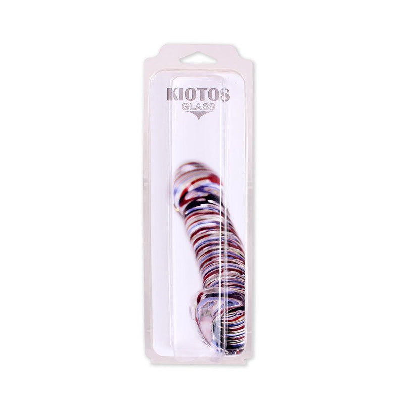 Kiotos Glass - Glazen Dildo Curves - Blauw/amber-Laced-up.nl