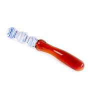 Kiotos Glass - Glazen Dildo Curves - Blauw/amber-Laced-up.nl