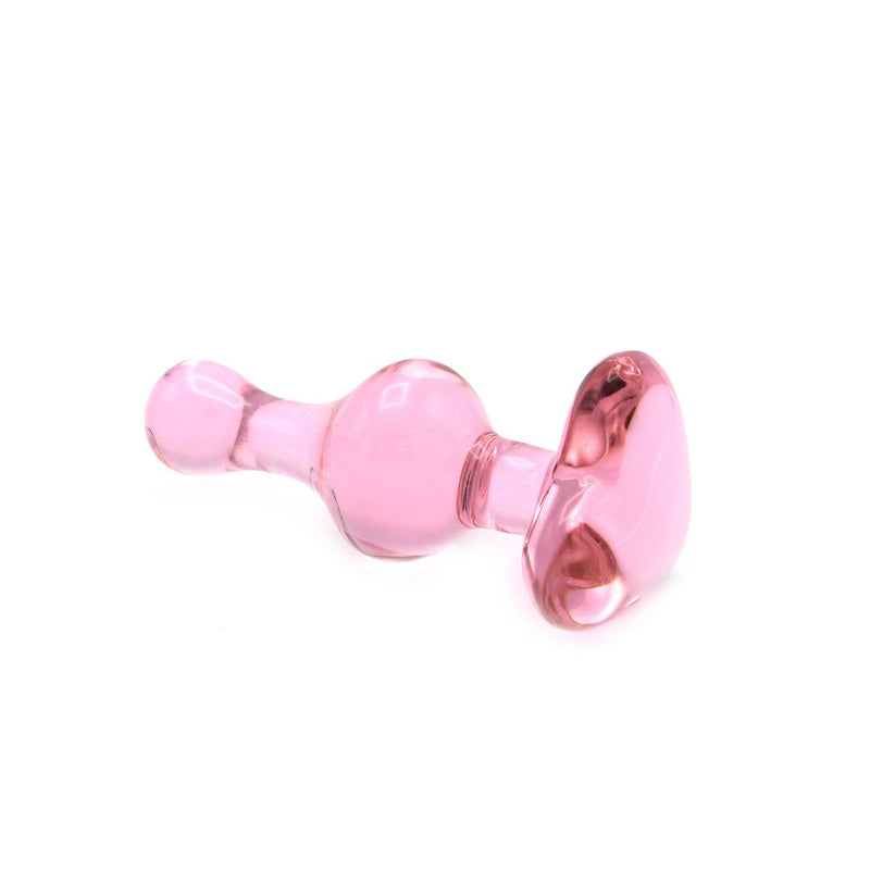 Kiotos Glass - Roze Buttplug Van Glas Met Hartje-Laced-up.nl