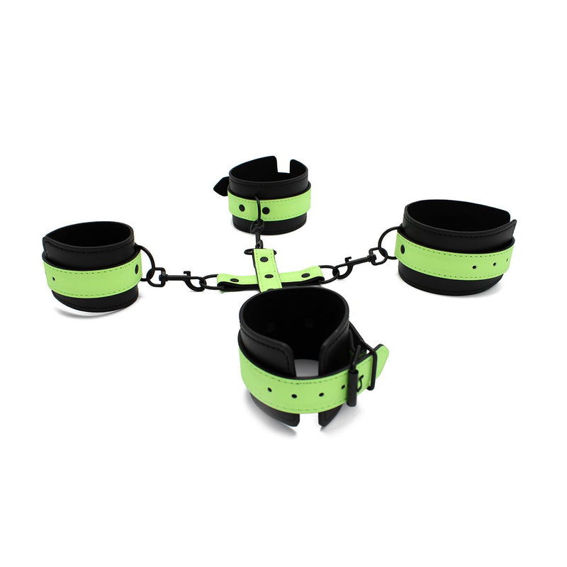 Kiotos - Glow in the Dark - Boeienset - Polsboeien Handboeien en Hogtie Set-Laced-up.nl