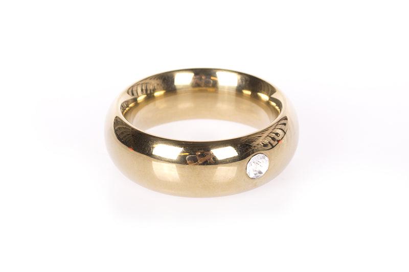 Kiotos - Gold Donut Cock Ring - With Clear Decorative Crystal - 20 mm High - Laced-up.nl