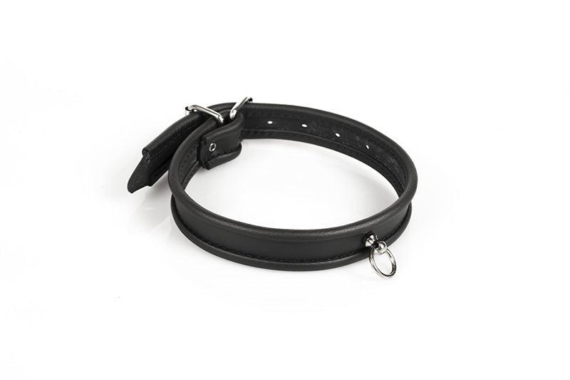Kiotos - Classic Leather Women’s Collar with Buckle and O-Ring – Black - Laced-up.nl