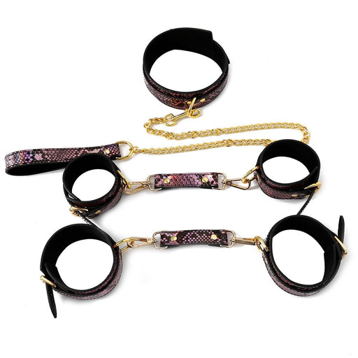 Kiotos - BDSM Set 3-delig Met Reptielenprint - Goud/Roze-Erotiekvoordeel.nl