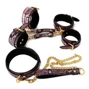 Kiotos - BDSM Set 3-delig Met Reptielenprint - Goud/Roze-Erotiekvoordeel.nl
