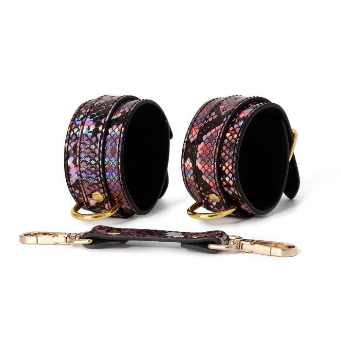 Kiotos Leather - BDSM Set 3-delig Met Reptielenprint - Goud/Roze-Laced-up.nl