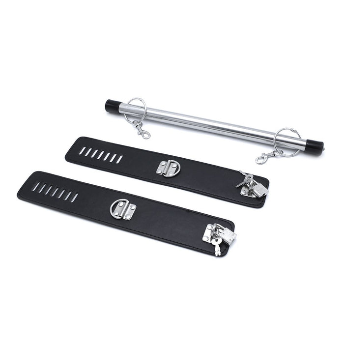 Kiotos - Bondage Bar - Met Voetboeien - PU Leer - Zwart-Erotiekvoordeel.nl