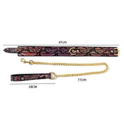 Kiotos Leather - Collar En Leiband Met Reptielenprint - Goud/Roze - veganistisch vriendelijk-Laced-up.nl