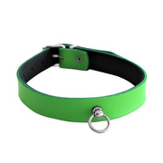 Kiotos - Collar met Kleine O-ring - Leder - Groen-Erotiekvoordeel.nl