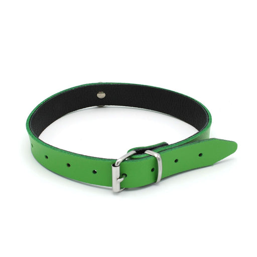 Kiotos - Collar met Kleine O-ring - Leder - Groen-Erotiekvoordeel.nl