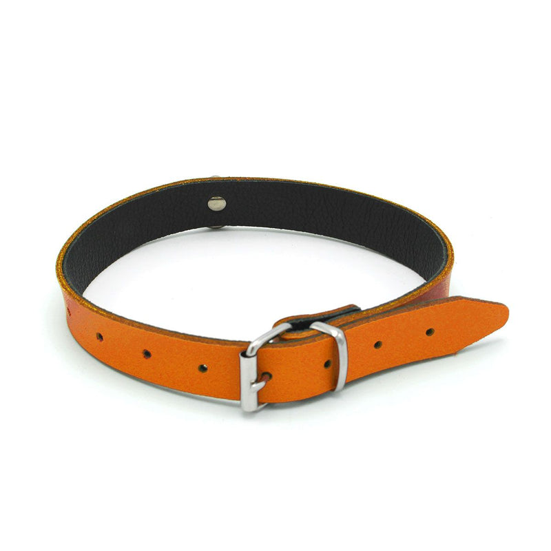 Kiotos Leather - Collar met Kleine O-ring - Leder - Oranje-Laced-up.nl
