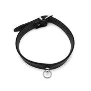 Kiotos Leather - Collar met Kleine O-ring - Leder - Zwart-Laced-up.nl
