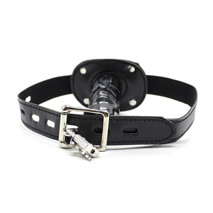 Kiotos Leather - Gag - Penis Gag Lang - PU Leer - Insteeklengte 9 cm - Zwart-Laced-up.nl