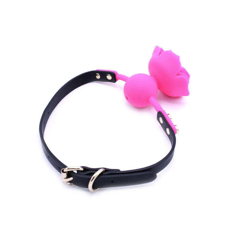 Kiotos Leather - Gag Siliconen Roos - Roze-Laced-up.nl