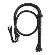 Kiotos Leather - Gevlochten Single tail Zweep - Bullwhip - PU Leer - 150 cm - Zwart-Laced-up.nl