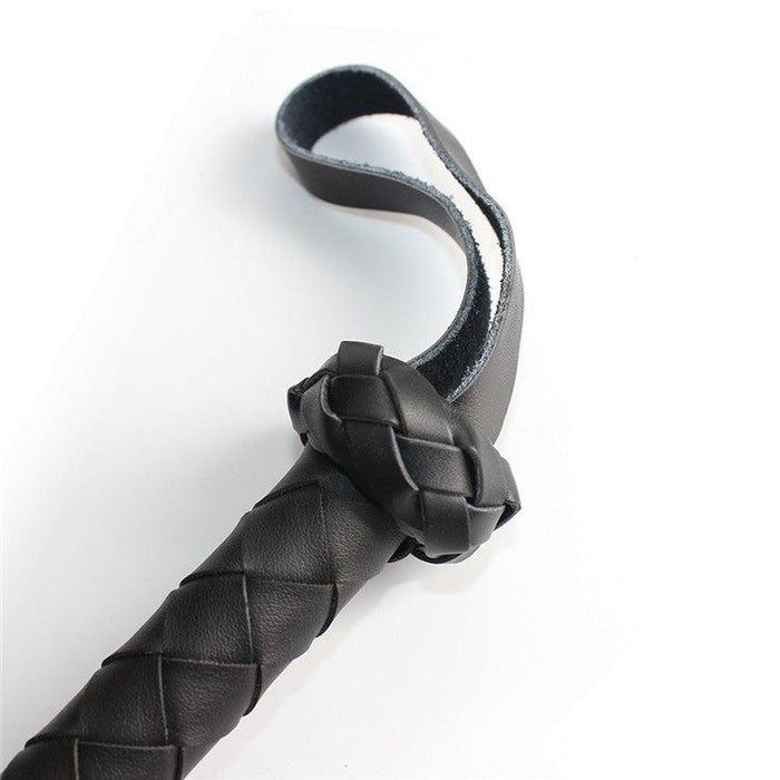 Kiotos Leather - Gevlochten Single tail Zweep - Bullwhip - PU Leer - 150 cm - Zwart-Erotiekvoordeel.nl