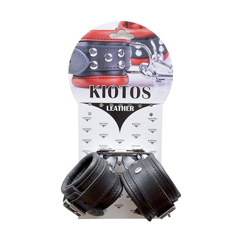 Kiotos Leather - Gevoerde Lederen Handboeien - Breedte 5 cm - Zwart-Laced-up.nl