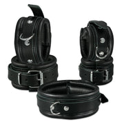 Kiotos Leather - Gevoerde Lederen Handboeien - Breedte 5 cm - Zwart-Laced-up.nl