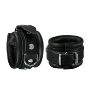 Kiotos Leather - Gevoerde Lederen Handboeien - Breedte 5 cm - Zwart-Laced-up.nl