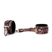 Kiotos Leather - Handboeien Met Reptielenprint - Goud/Roze-Laced-up.nl
