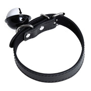 Kiotos Leather Kunstleren Collar met Belletje - Elegant Zwarte Halsband voor verhoogde sensationele momenten -Laced-up.nl