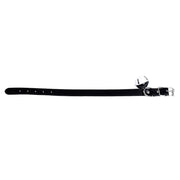Kiotos Leather Kunstleren Collar met Belletje - Elegant Zwarte Halsband voor verhoogde sensationele momenten -Laced-up.nl